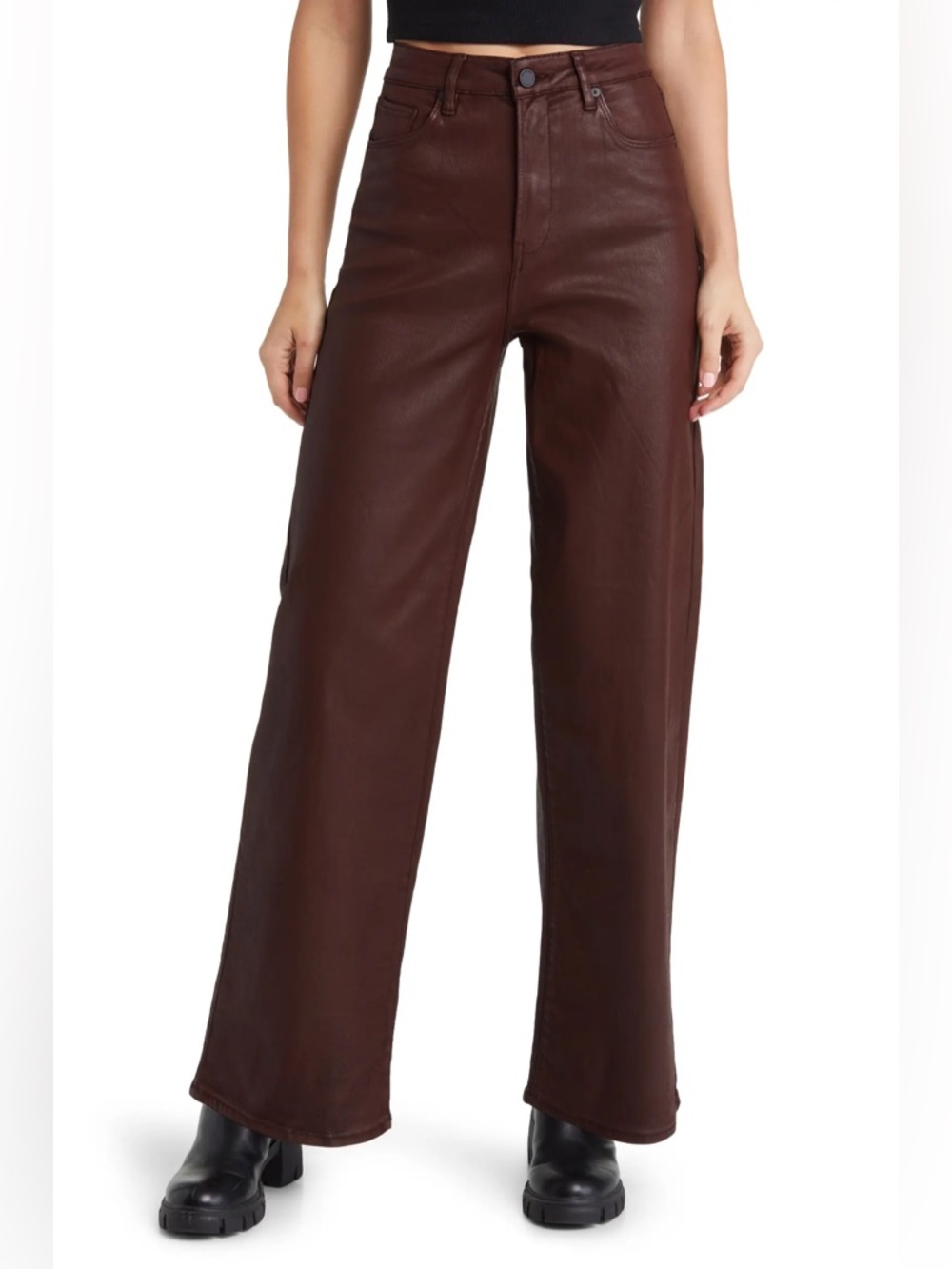 BlankNYC The Franklin Rib Cage Coated Denim Flare Pants women’s jeans